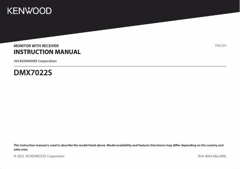 Page n°1 - Manuel utilisateur Kenwood DMX7022S