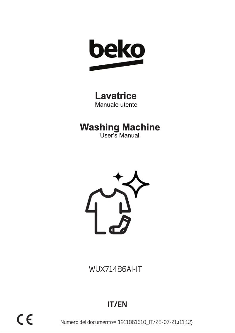 Page 1 de la notice Manuel utilisateur Beko WUX71486AI-IT