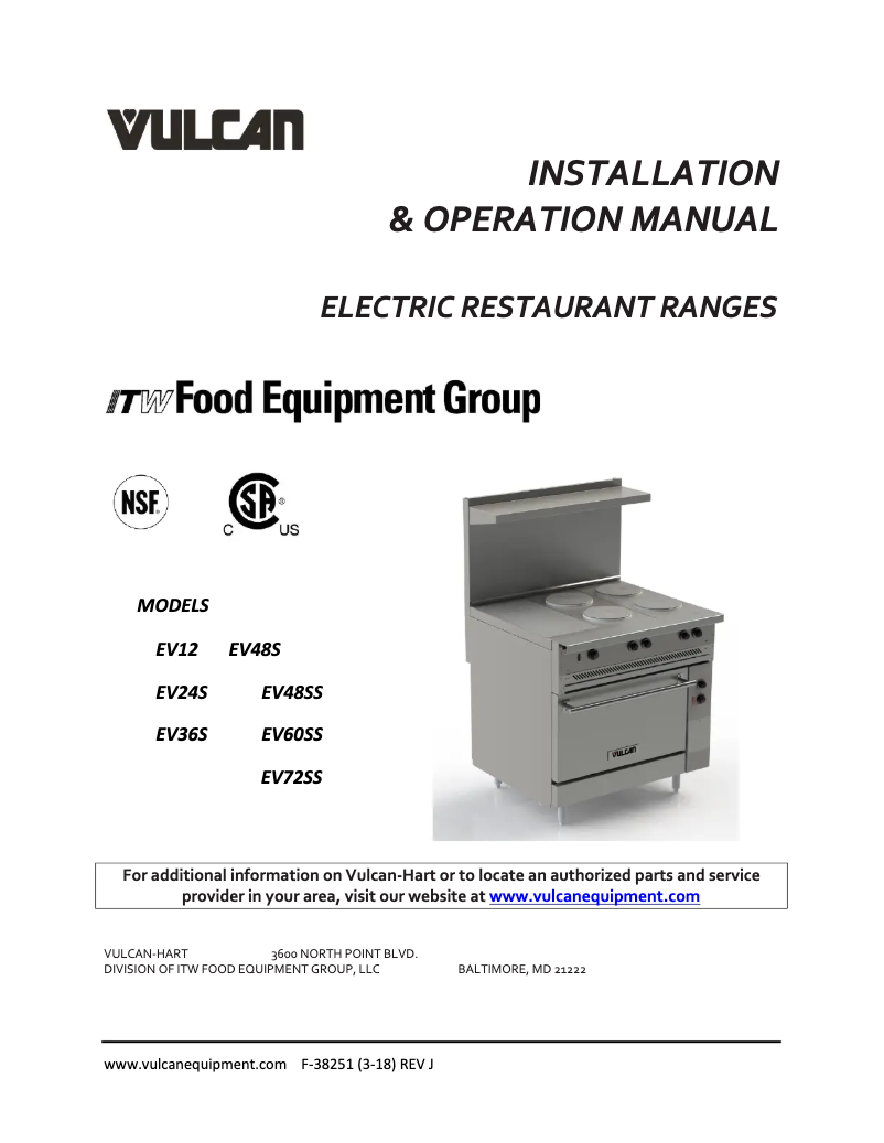 Page n°1 - Manuel utilisateur Vulcan EV36S-3HT
