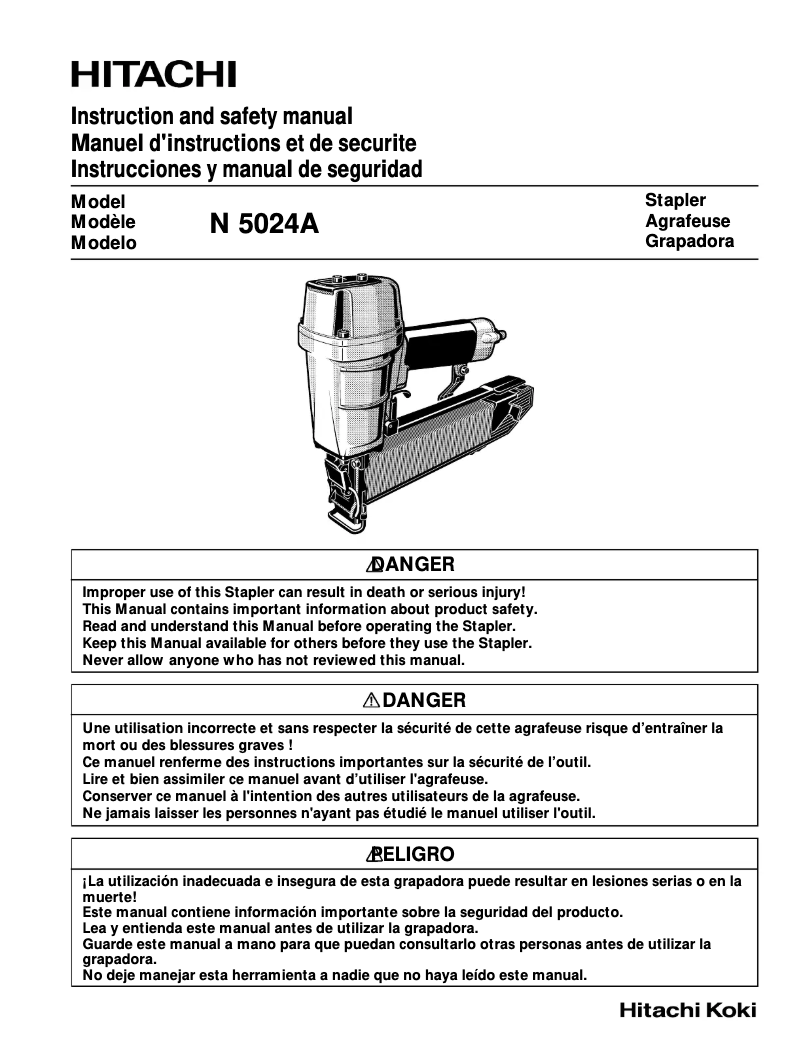 Page 1 de la notice Manuel utilisateur Hitachi N5024A