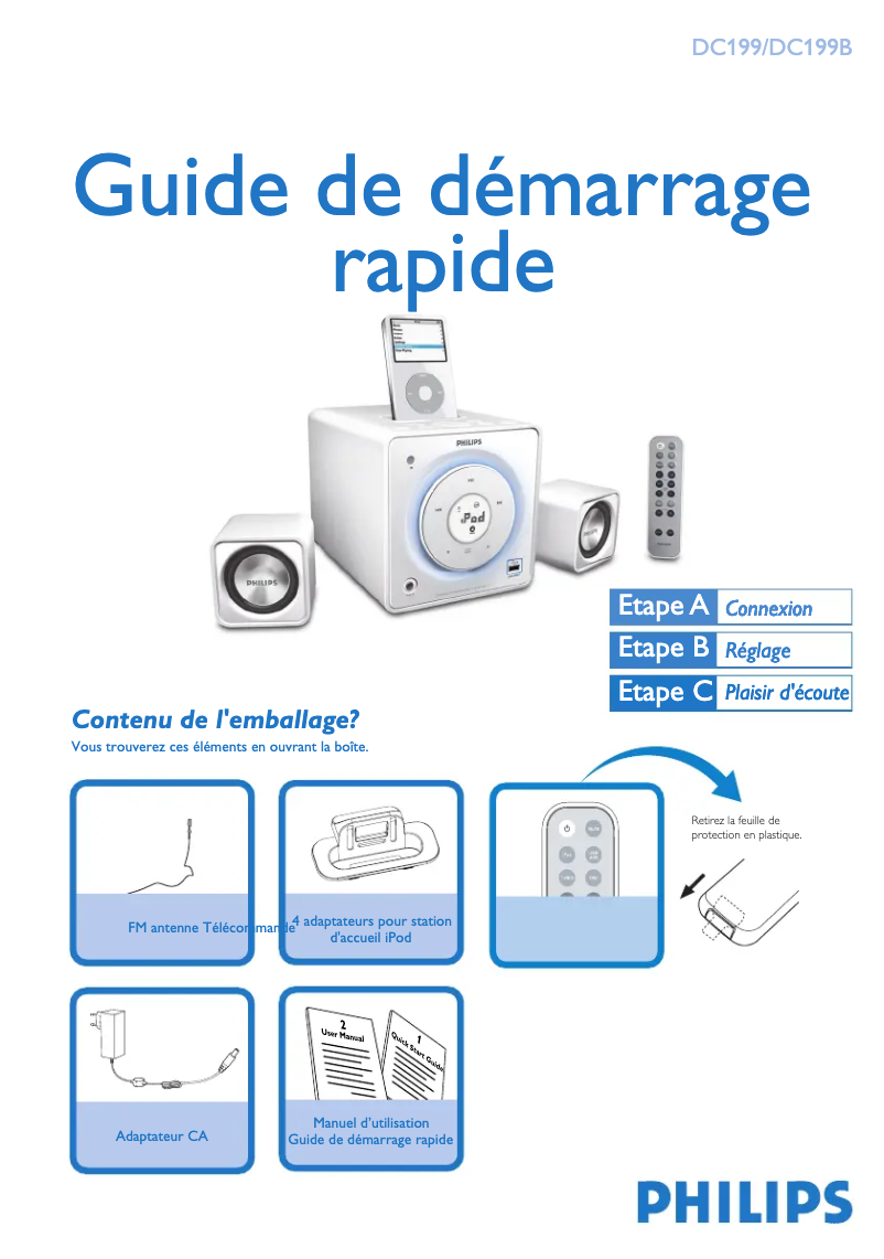 Page n°1 - Guide de démarrage rapide Philips DC199