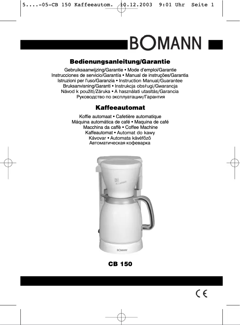 Image de la première page du manuel de l'appareil CB 150