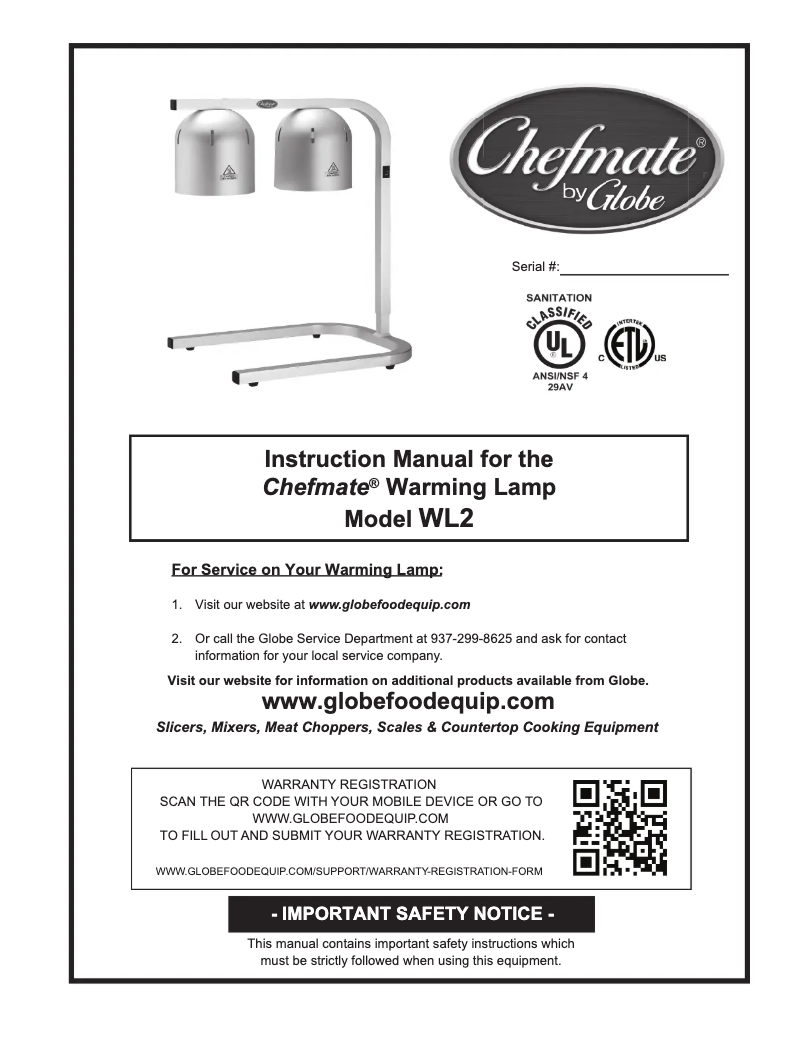 Page n°1 - Manuel utilisateur Globe WL2