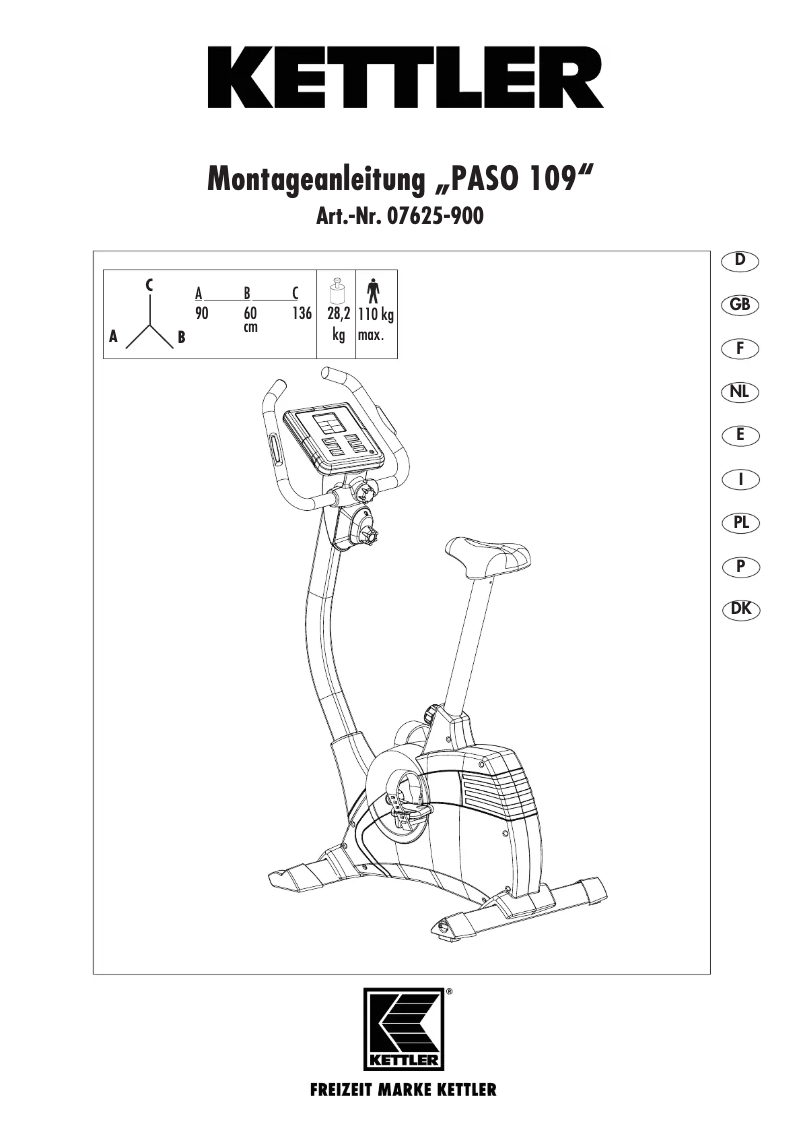 Page 1 de la notice Manuel utilisateur Kettler Paso 109