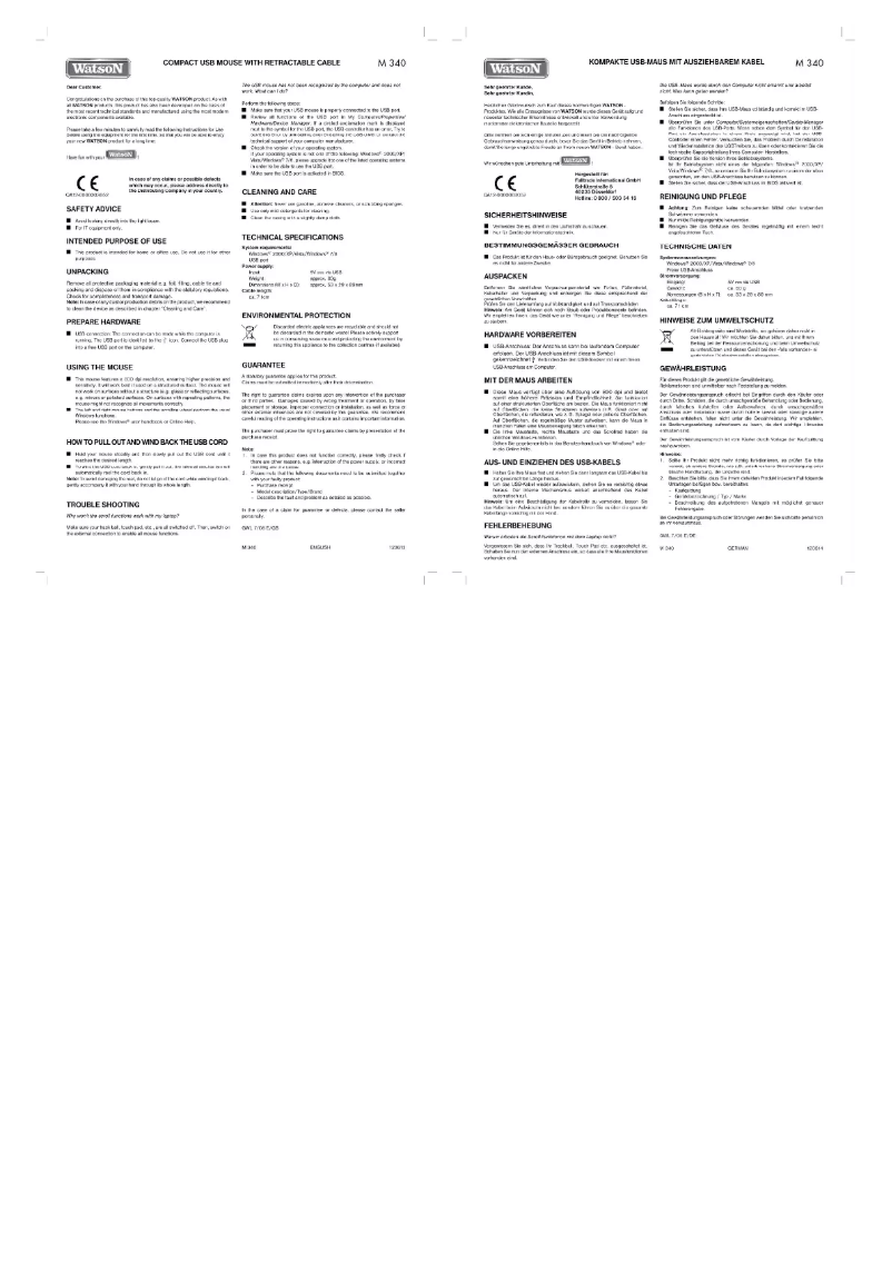 Image de la première page du manuel de l'appareil M340