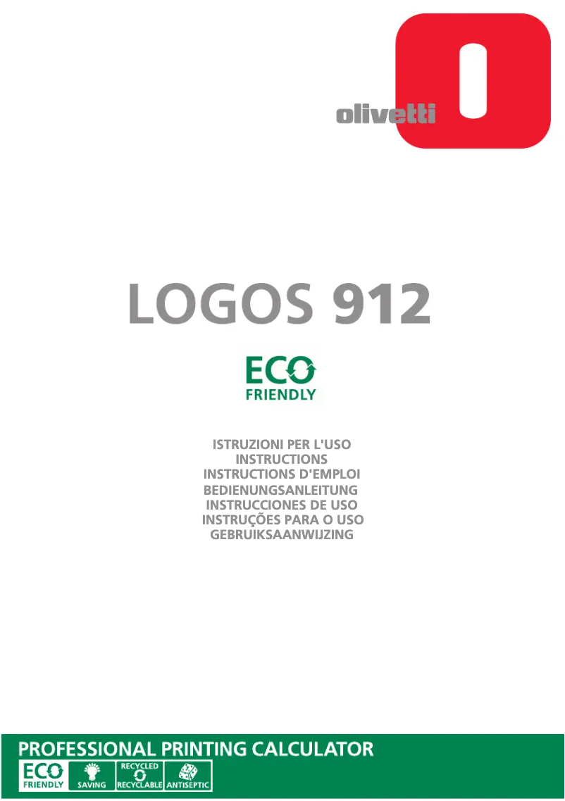 Page 1 de la notice Manuel utilisateur Olivetti Logos 912
