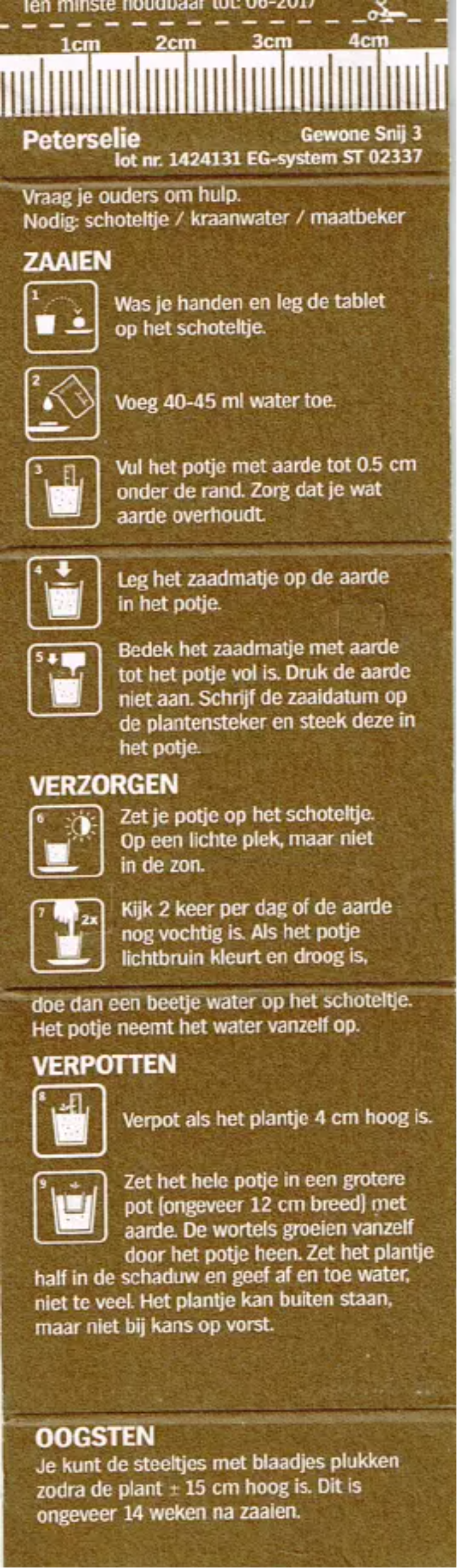 Page 1 de la notice Manuel utilisateur Albert Heijn Moestuintje Peterselie