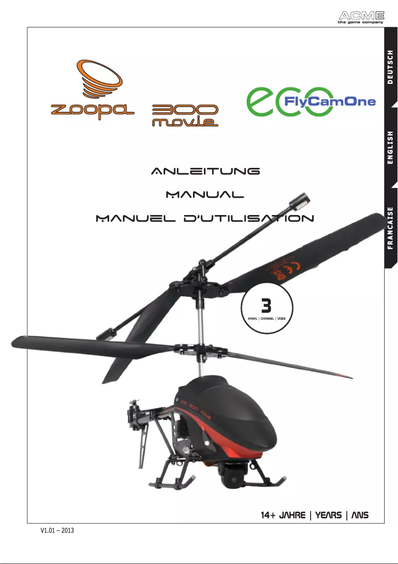 Page 1 de la notice Manuel utilisateur Acme zoopa 300 movie