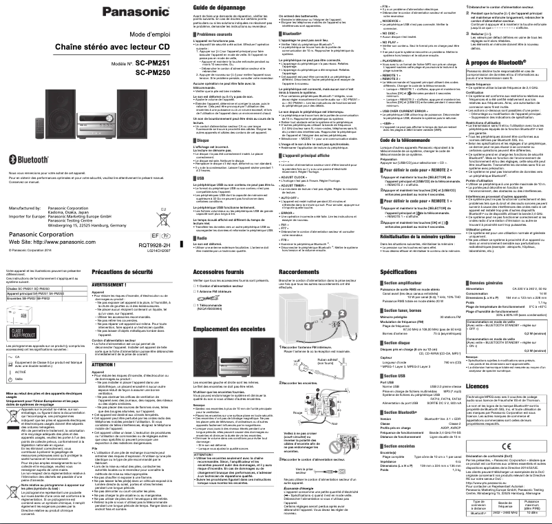Page n°1 - Manuel utilisateur Panasonic SC-PM251