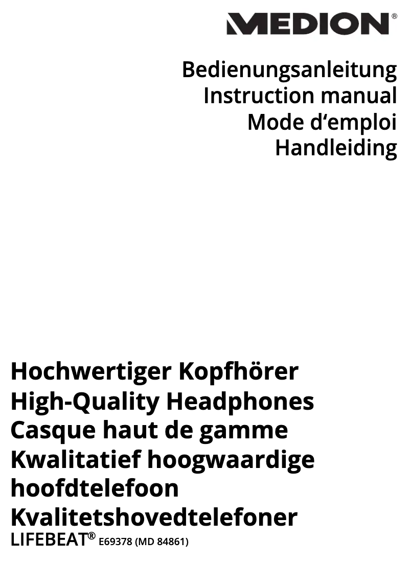 Page 1 de la notice Manuel utilisateur Medion LIFEBEAT E69378 (MD 84861)
