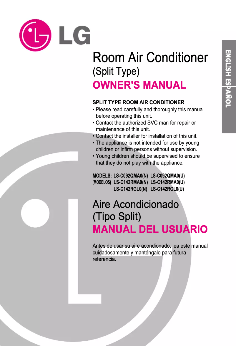 Page n°1 - Manuel utilisateur LG TS-C102LBA0