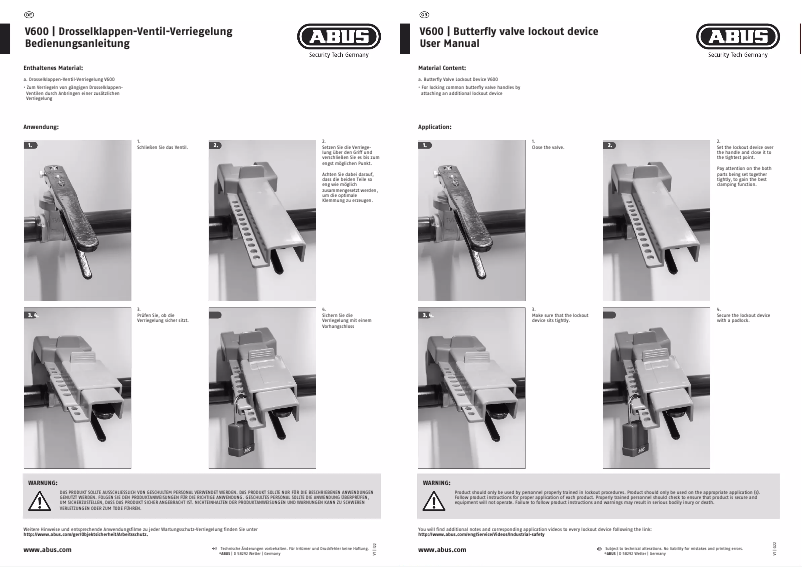 Page n°1 - Manuel utilisateur Abus V600
