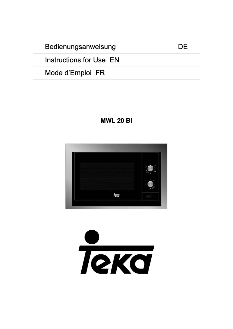 Image de la première page du manuel de l'appareil MWL 20 BI