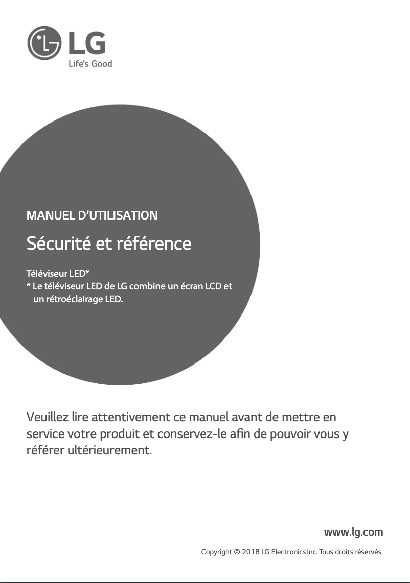 Page 1 de la notice Manuel utilisateur LG 49UK6400PLF