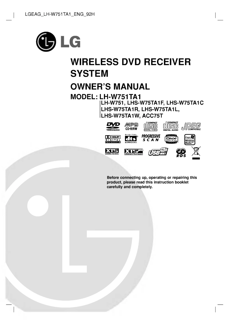 Page 1 de la notice Manuel utilisateur LG LH-W751TA1
