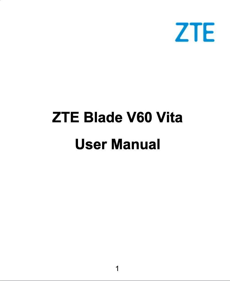 Image de la première page du manuel de l'appareil Blade V60 Vita