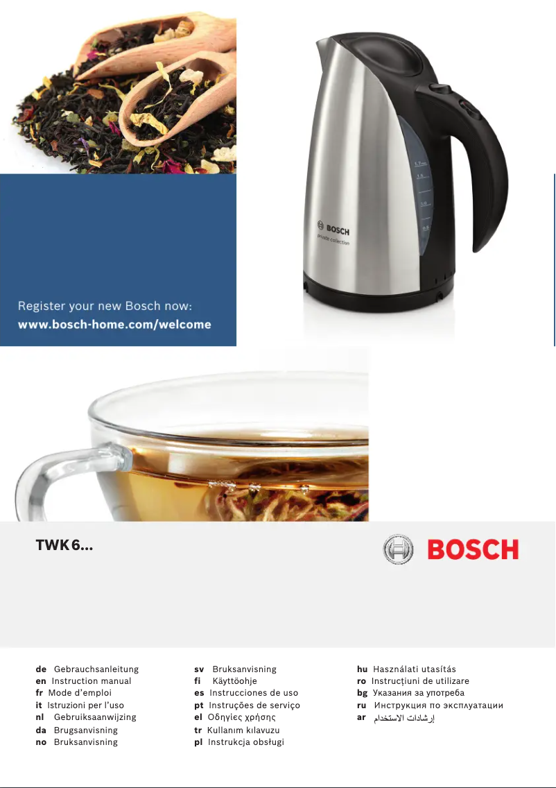 Page 1 de la notice Manuel utilisateur Bosch TWK6003V