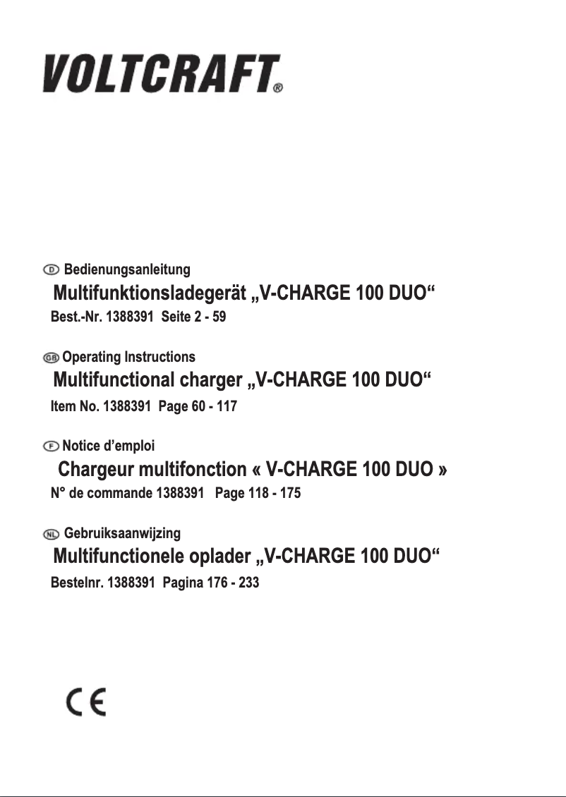 Image de la première page du manuel de l'appareil V-Charge 100 Duo