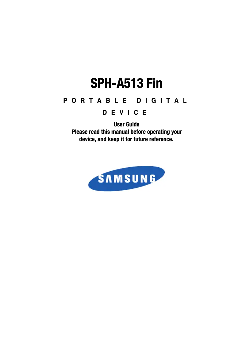 Page 1 de la notice Manuel utilisateur Samsung Fin SPH-A513