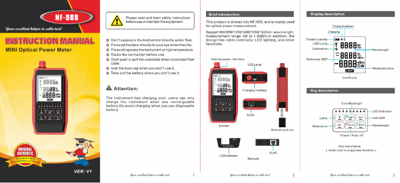 Page 1 de la notice Manuel utilisateur Noyafa NF-908S