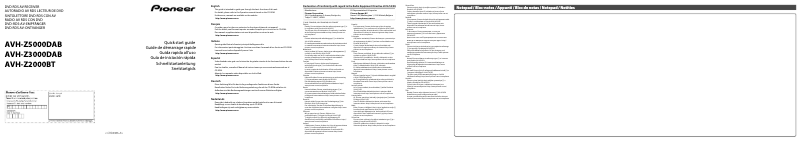Page n°1 - Guide de démarrage rapide Pioneer AVH-Z2000BT