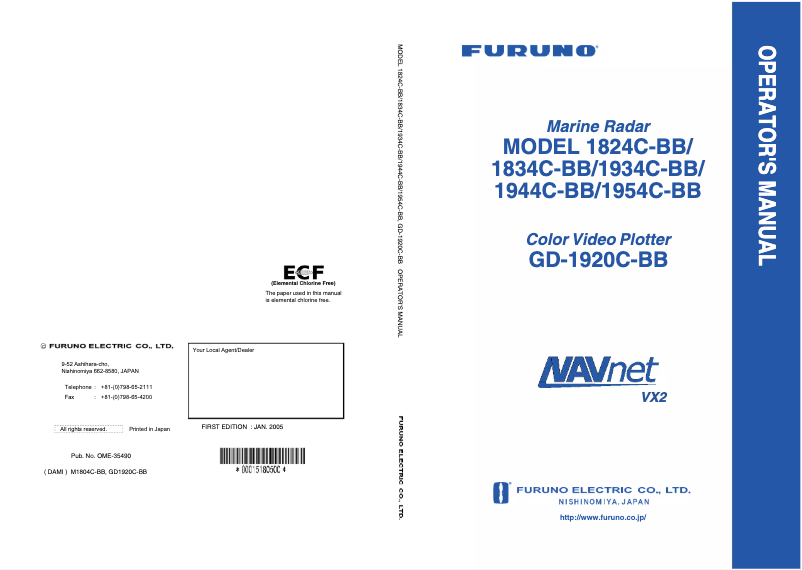 Page n°1 - Manuel utilisateur Furuno 1824C-BB