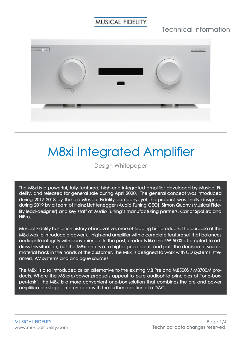 Image de la première page du manuel de l'appareil M8xi