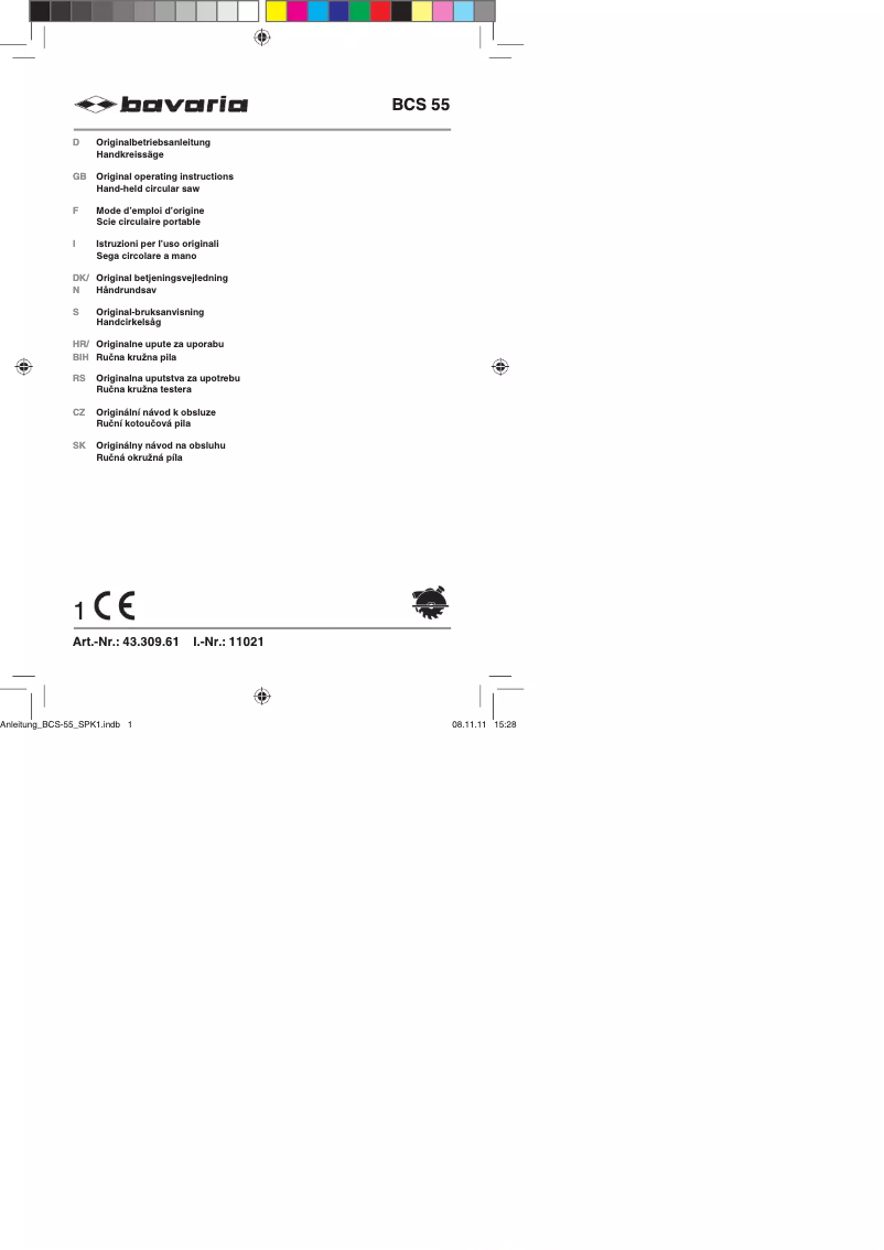 Imagen de la primera página del manual del dispositivo BCS 55