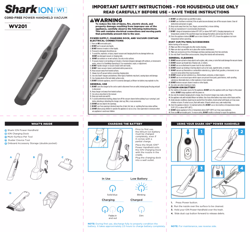 Page 1 de la notice Manuel utilisateur Shark ION W1 WV201