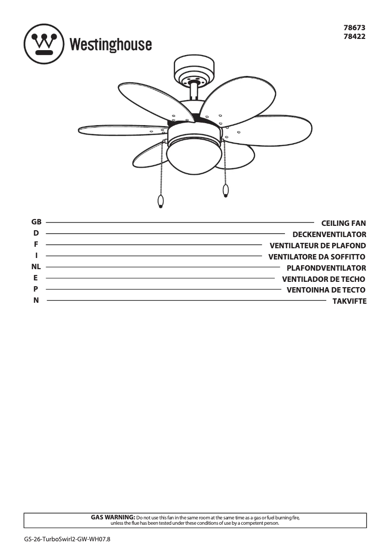 Página 1 del manual Manual de usuario Westinghouse 78673