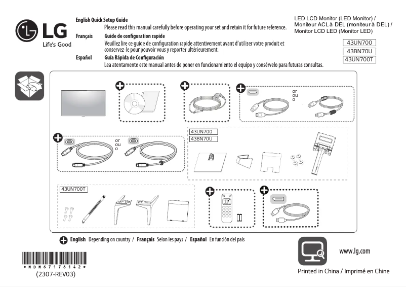 Page 1 de la notice Manuel utilisateur LG 43BN70U