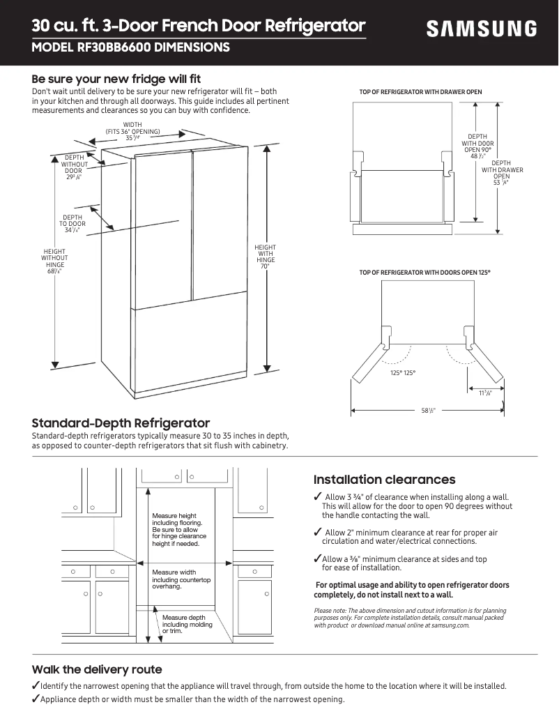 Page n°1 - Guide de mesure Samsung RF30BB6600AP