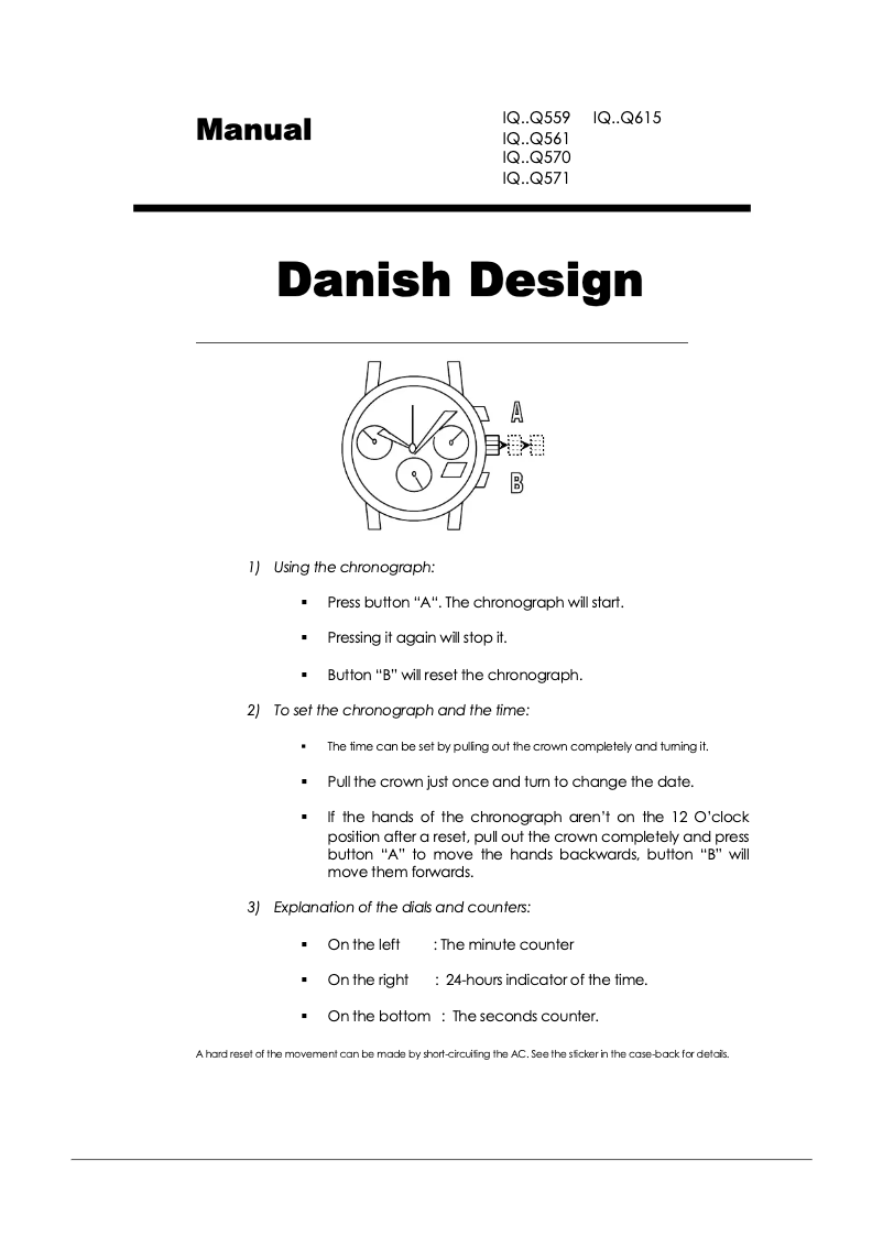 Page 1 de la notice Manuel utilisateur Danish Design Q615