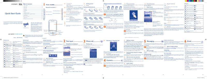 Image de la première page du manuel de l'appareil One Touch 906