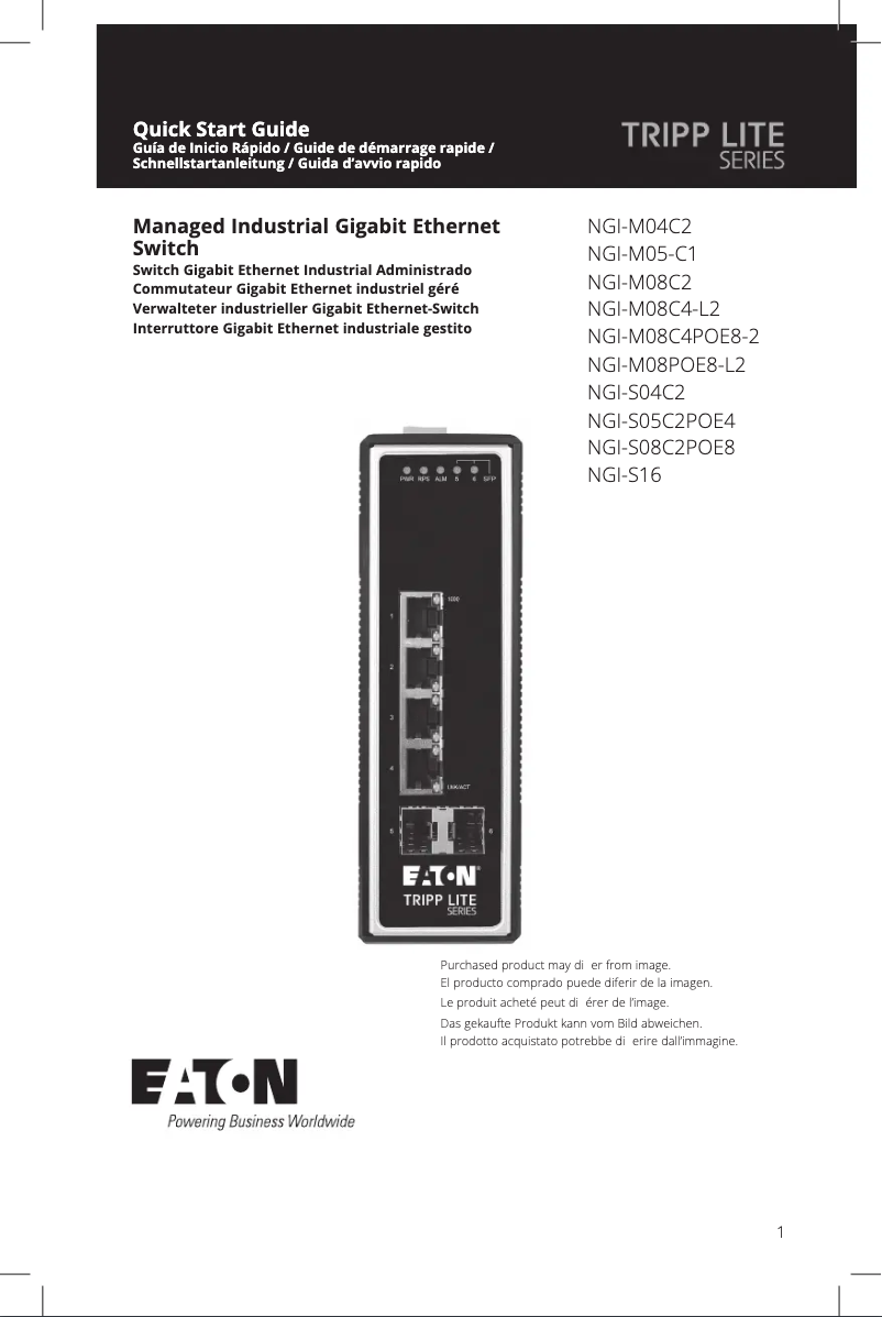 Page 1 de la notice Manuel utilisateur Tripp Lite NGI-M08POE8-L2