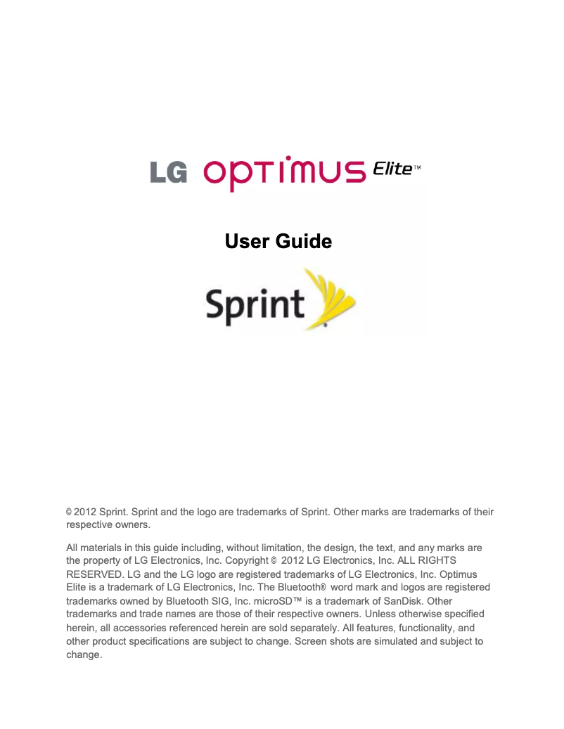 Page n°1 - Manuel utilisateur LG Optimus Elite