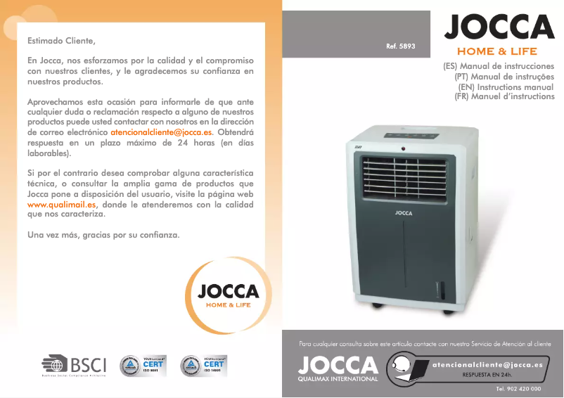 Page n°1 - Manuel utilisateur Jocca 5893