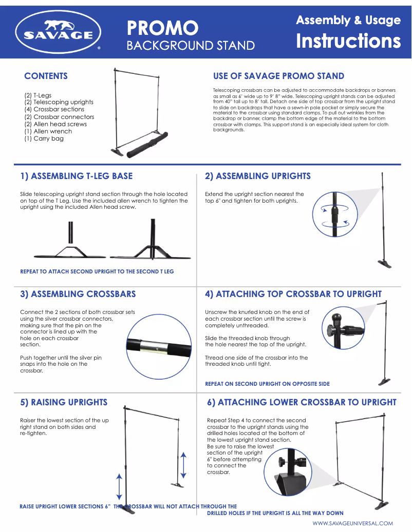 Page n°1 - Manuel utilisateur Savage Promo Background Stand