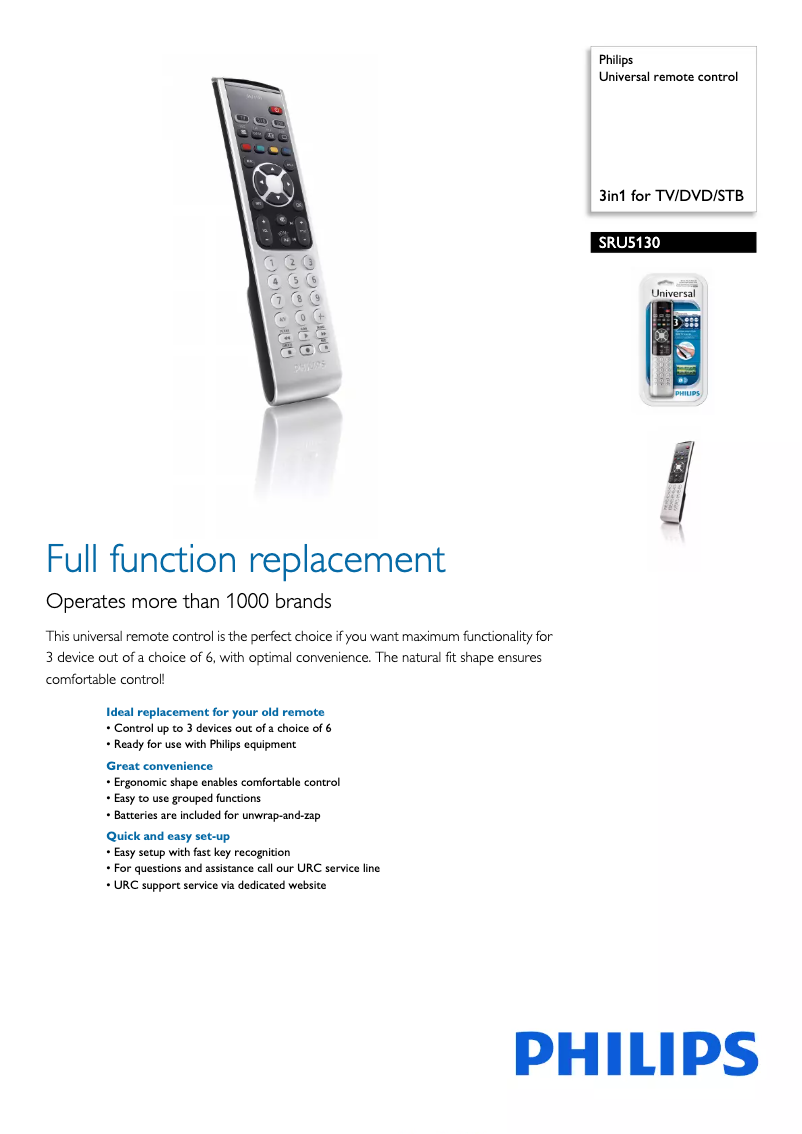 Page 1 of the manual Brochure Philips SRU5130
