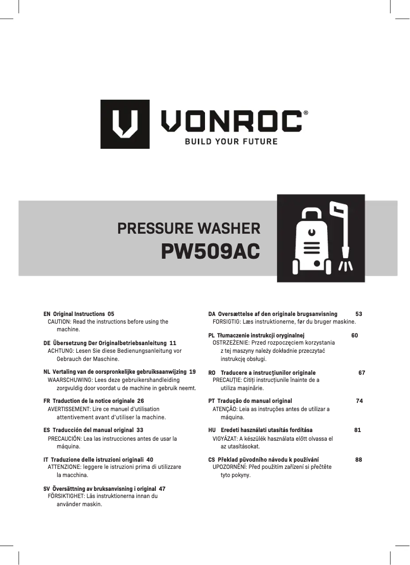 Page n°1 - Manuel utilisateur Vonroc PW509AC