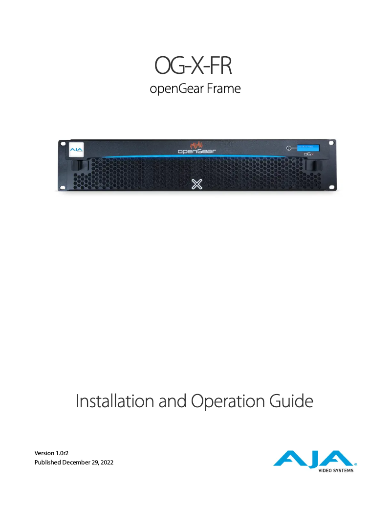 Page n°1 - Manuel utilisateur AJA OG-X-FR