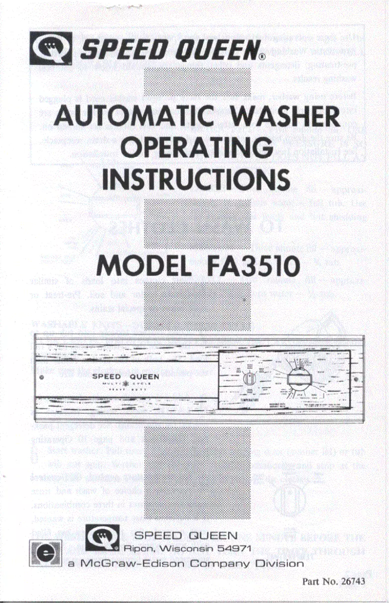 Page 1 de la notice Manuel utilisateur Speed Queen FA3510