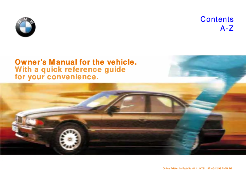 Page 1 de la notice Manuel utilisateur BMW 7 Series (1997)