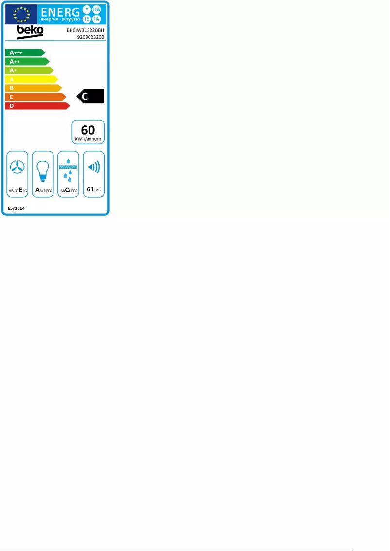 Page 1 de la notice Label énergétique Beko BHCIW31322BBH