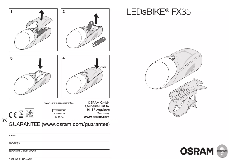 Page 1 de la notice Manuel utilisateur Osram FX35
