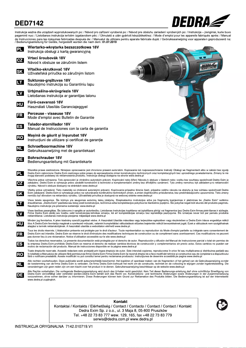Page 1 de la notice Manuel utilisateur DEDRA DED7142