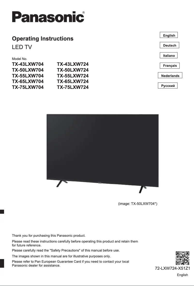 Image de la première page du manuel de l'appareil TX-55LXW704