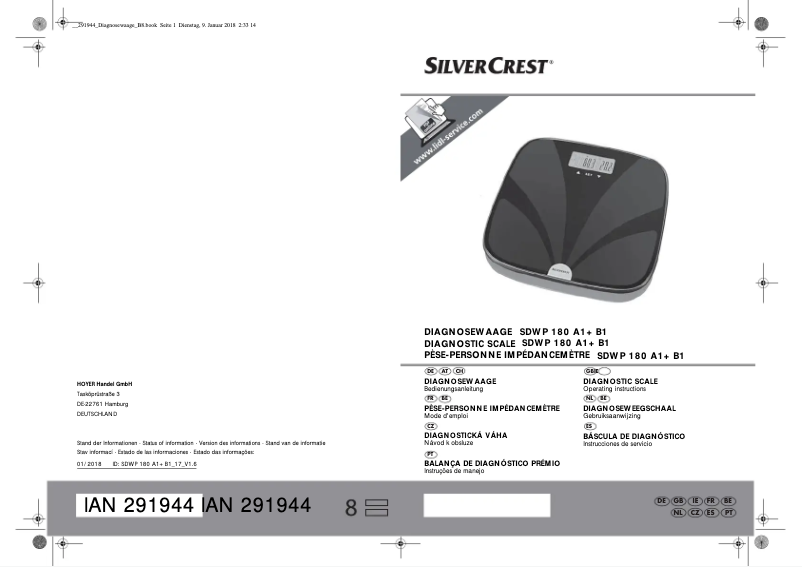 Page n°1 - Manuel utilisateur SilverCrest SDWP 180 A1