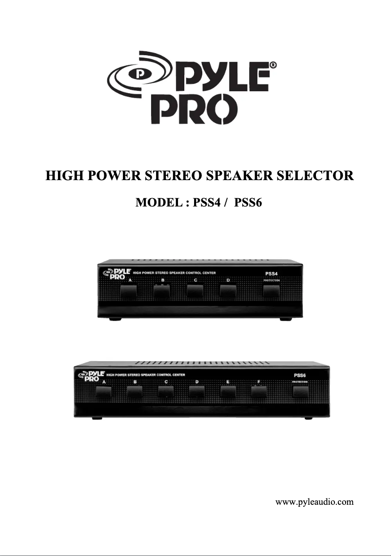 Page n°1 - Manuel utilisateur Pyle PSS6