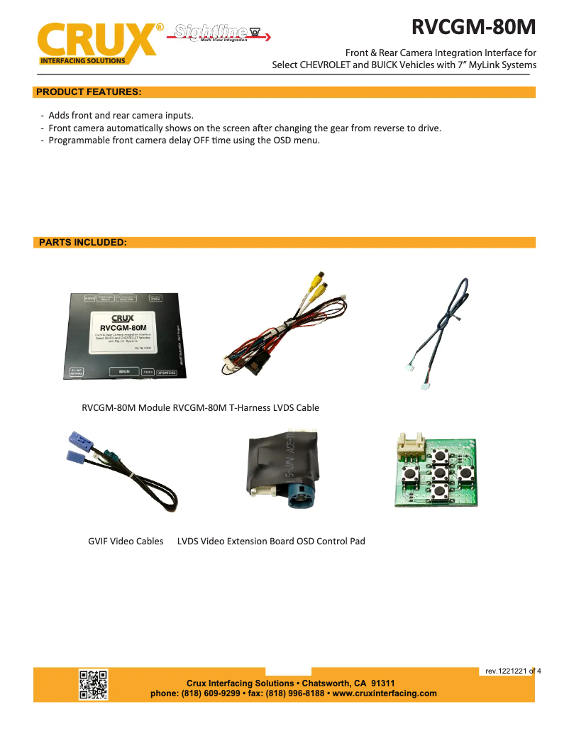 Page n°1 - Manuel utilisateur CRUX RVCGM-80M
